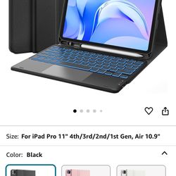 CHESONA For IPad Air 11 Inch Case With Keyboard (M2, 2024), 7-Color Backlight, Touchpad And Pencil Holder, 2 Bluetooth Channels, For IPad Pro 11 (4th/