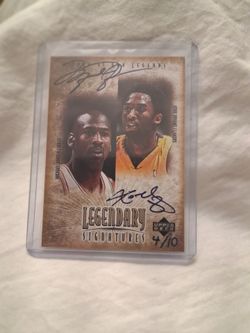 2001 Michael Jordan, Kobe Bryant, Legendary  Signatures, Upper Deck Card MJ/KB