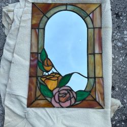 Vintage Stain Glass Mirror 
