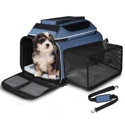 Petskd Top and Side Expandable Pet Carrier 18x11x11 Inches Delta United Airline Approved, Soft-Sided Carrier for Small Cats and Dogs with Locking Safe