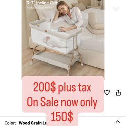 Baby Bassinet Bedside Crib, 3-in-1 Baby Bassinet Bedside Sleeper with Mattress and Soft, Breathable Sheet, Full-Mesh Sides, 6-Height Adjustable, Stabl