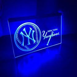 NEW YORK YANKEES LED NEON BLUE LIGHT SIGN 8x12