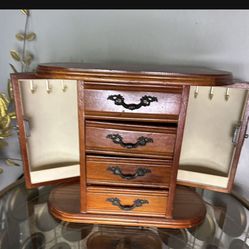Table-Top, 9-compartment Wooden Jewelry Box
