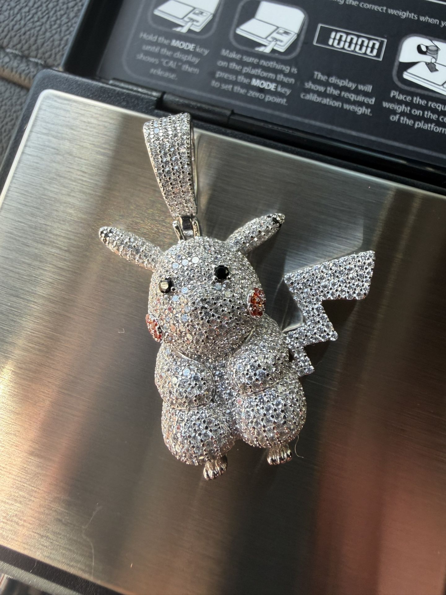 Silver Picachu Pendant With Simulated Diamond 16.3 Grams