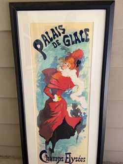 Large Framed Jules Chéret "Palais de Glace" Art Nouveau Poster (25" x 53")