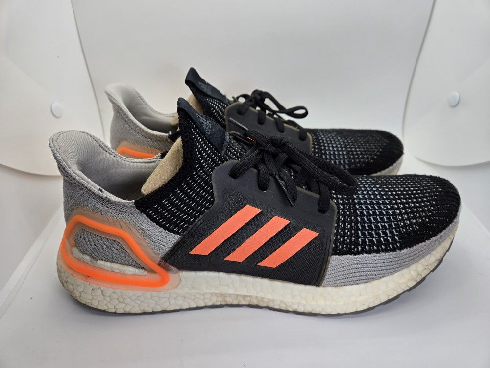 Adidas UltraBoost 19 Shoes Men's 10.5 Black Orange Running Athletic Gym Sneakers