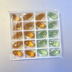 17mm x 8mm Orange & Green Swarovski Crystal 6010 Briolette Pendant Bead 20 piece Jewelry Craft Supplies