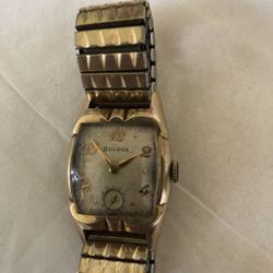 Vintage Bulova Art Deco Gold Plated Hand Wind Works Very Good 