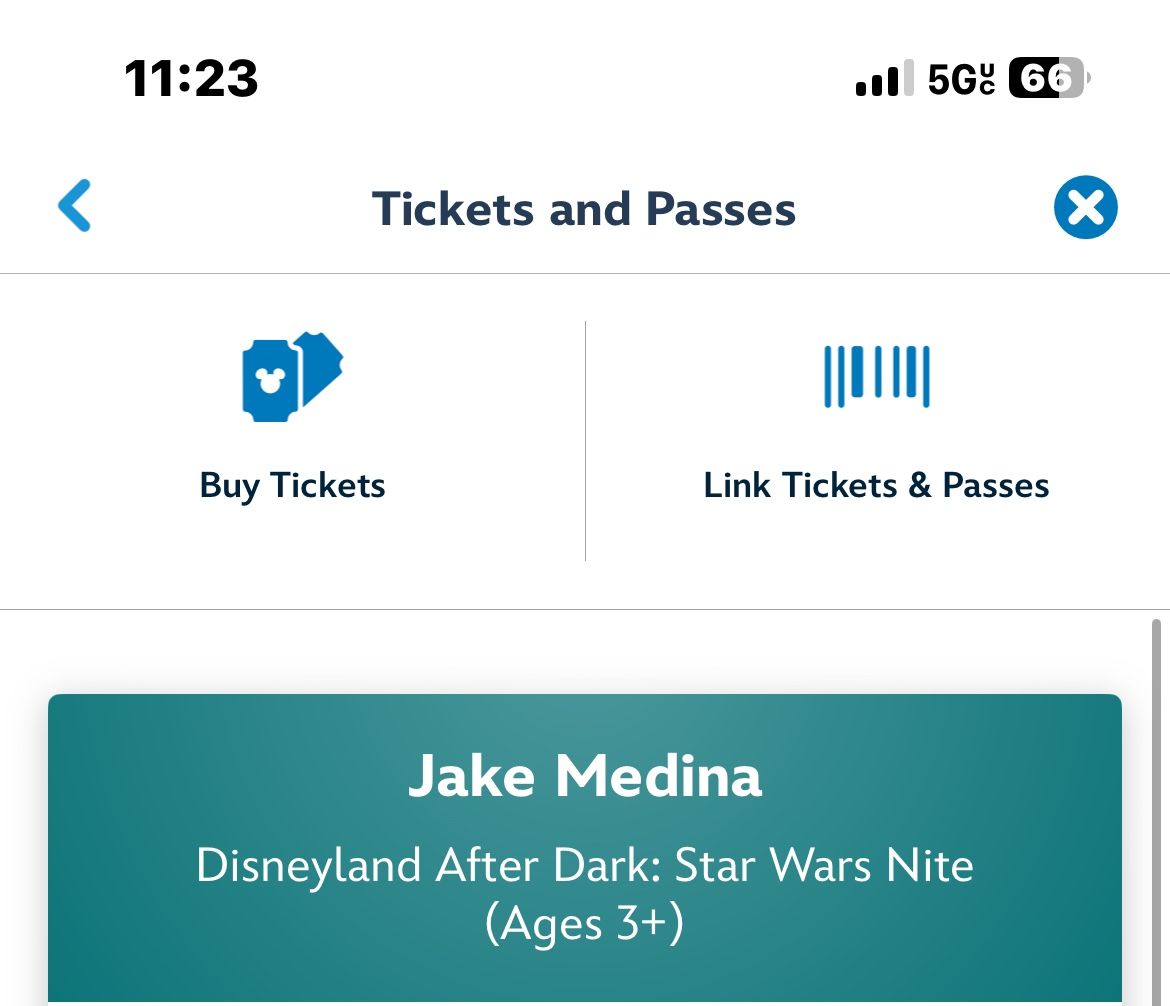 DISNEY STAR WARS NIGHT TICKET