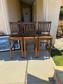 Set of 3 Wooden Bar Stools