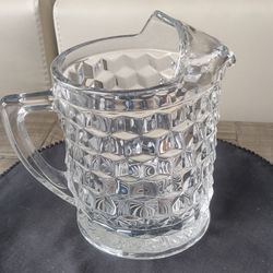Vintage Fostoria American pitcher with lip. Flat Bottom 