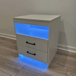 Nightstand | Nightstand with charger outlets and lights that change