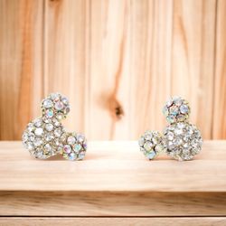 Sterling Silver full diamond Mickey Stud Earrings