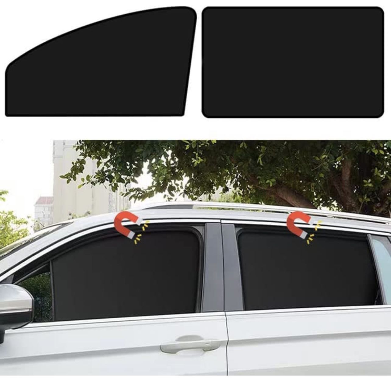 Car Side Window Sun Shades, Window Sunshades Privacy Curtains, 100% Block Light for Breastfeeding, Taking a nap, Changing Clothes, Camping (Front&Back
