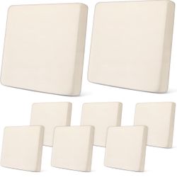 Newwiee 8Pcs Patio Cushion Covers Stretch Outdoor Cushion Cover Replacement for Patio Furniture Sofa Couch Slipcovers, Soft Flexibility Washable Furni