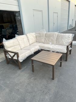 L shaped Metal patio furniture sectional set