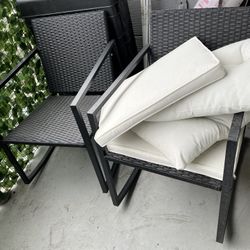 Two Patio Chairs And Cushions. 