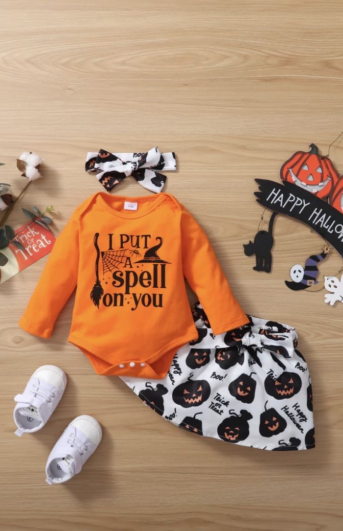 Baby Halloween Too And Skirt Outfit