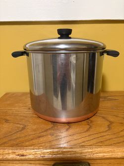Vintage 8Qt Revere Ware Copper Bottom Stockpot with Lid. B