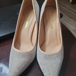 Fashion Nova Silver Crystal High Heels Sz 7