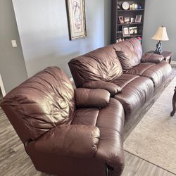Leather Couch Plus Leather Chair