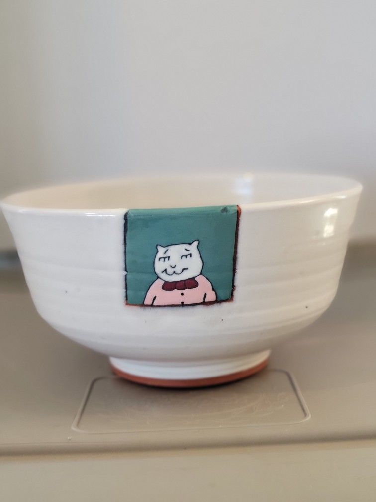 Vintage H. Linquist Redware Pottery Bowl Hand Thrown Hand Glazed Pig