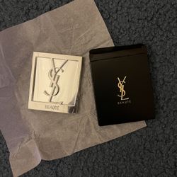 Yves Saint Laurent YSL Beaute Logo Silver Makeup Hand Held Mirror