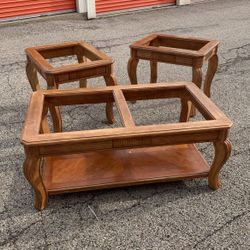 Coffee  Table And Two End Tables With Glass