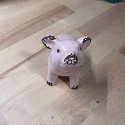 Vintage Pink Ceramic Pig Figurine – Farmhouse or Shabby Chic Décor