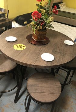 Round Counter height table and 4 stools