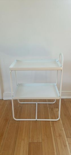 Ikea Hattasen - White 2-Tier Metal Cart Shelf
