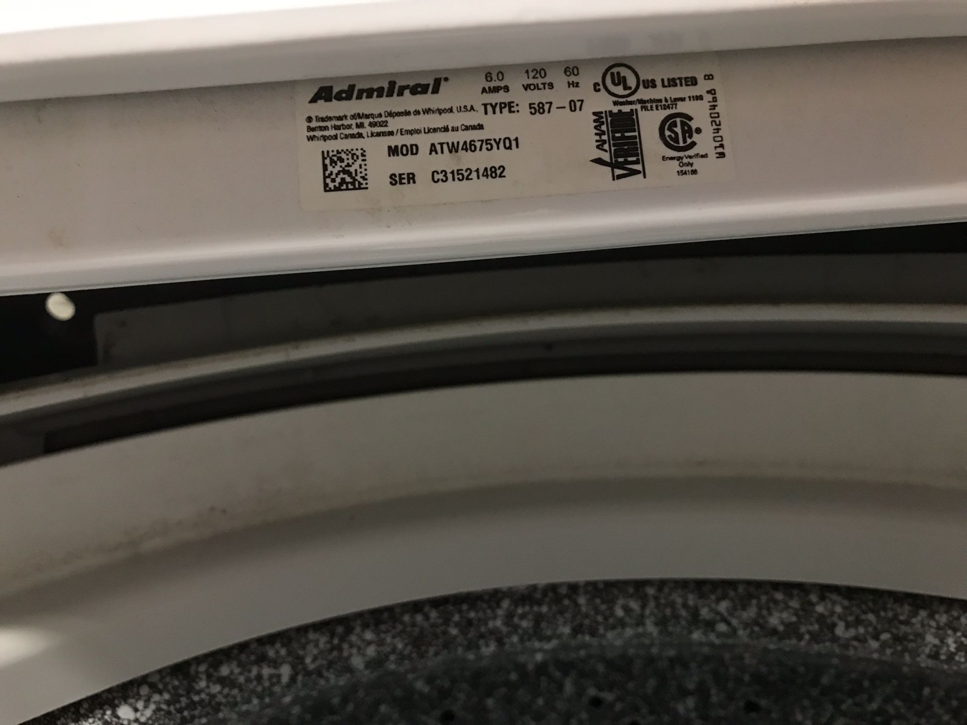 Admiral washer ATW4675YQ1 working great! for Sale in Evanston, IL