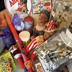 VINTAGE TOYS LARGE FULL BOX! FROM 1950’S TO THE 90’S  SOME STILL IN ORIGINAL PACKAGING. ALL FOR  $50 OBO