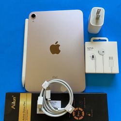 Apple iPad Mini 6th Generation (2021 model / Pink) 64GB with Pink Case, Pen & Accessories 