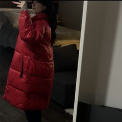 NWT Calvin Klein Ladies' Oversized Puffer Jacket Parka Red