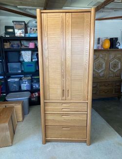 Vintage Post Modern Oak Wardrobe ~Thomasville