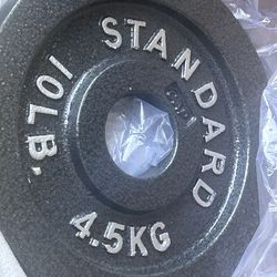 Four plates of 10 pounds each altogether 40 pounds