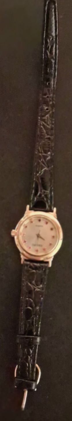 Women's Gold-Tone Watch with Leather Strap