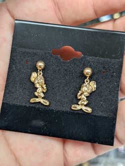 14KT Yellow Gold Marvin The Martian Earrings Looney Toons