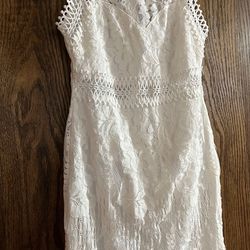 New No Tag White Lace Dress Knee Length Size Small