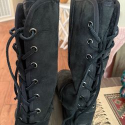 Sheep Dog Black Fur Lined Boots