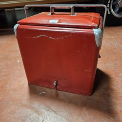Late 40s-50s Vintage Red Ice Chest In Great Shape