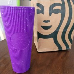 Starbucks Halloween Glow In The Dark Purple Splatter 24 Oz Venti Tumbler