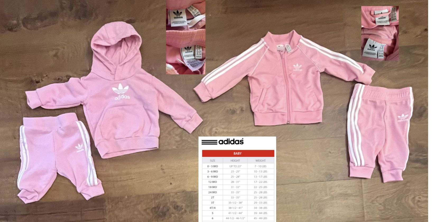 Adidas Baby Girl Youth Outfit Bundle 4 Pieces Total Sz 6 Months