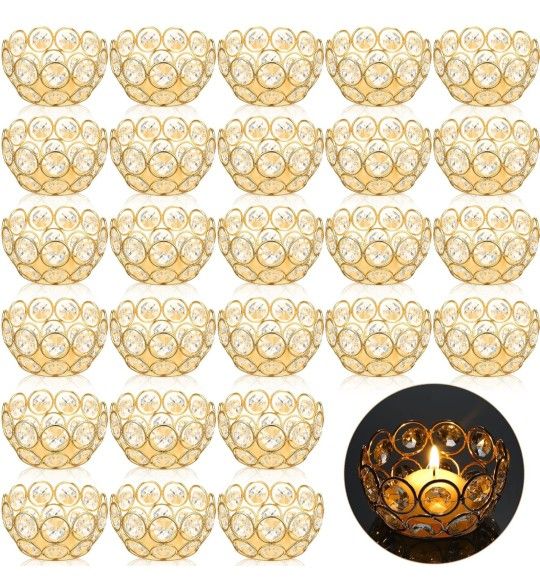 New 30 Pcs Tea Light Candle Holders - Crystal Votive Candle Holders