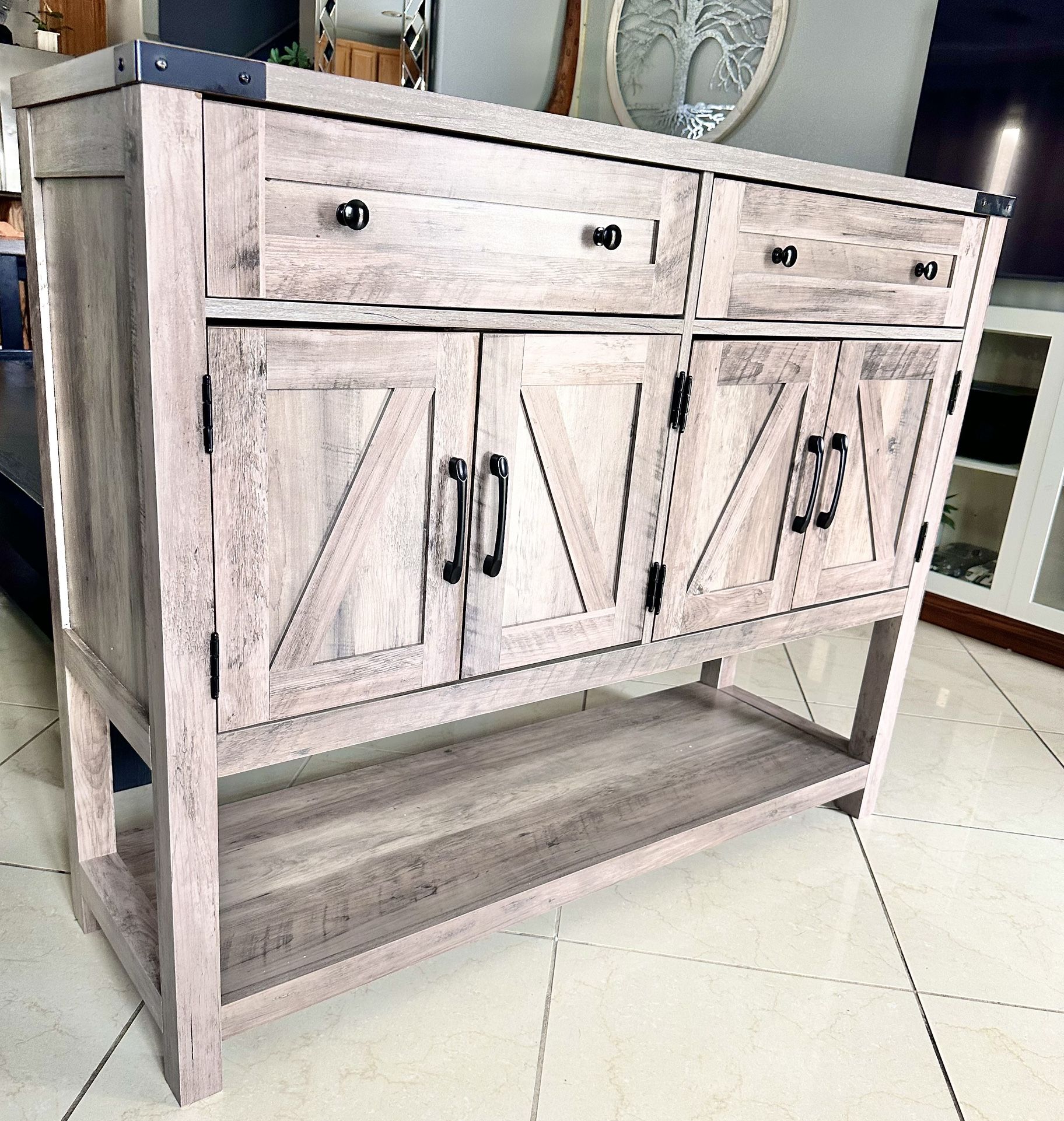 4 Door Double Drawer Buffet Sideboard Cabinet / Console Table