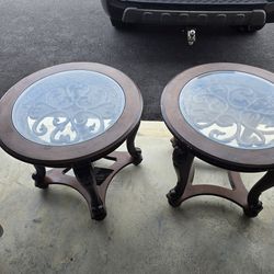 Ashley Round Glass Top End Tables