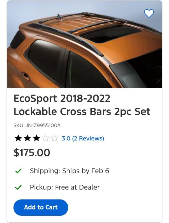 Ford Adjustable Roof Rack Bars - Excellent Condition