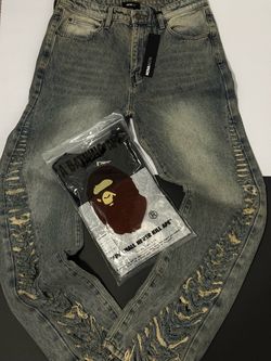 Stacked jeans X bape shirt bundle π²