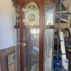 Pulaski Grandfather Clock Walnut Illuminated Case Westminster Chime Moon Phase